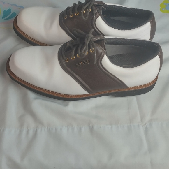 Dunlop Dry Classic Saddle Mens Leather Golf Shoes Size 9 M4750C White and Brown - Picture 4 of 16